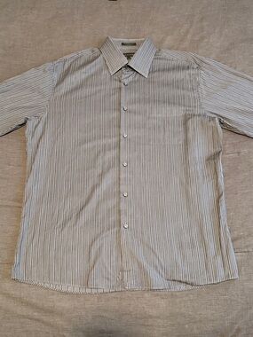 John W. Nordstrom White and Gray Striped Dress Shirt